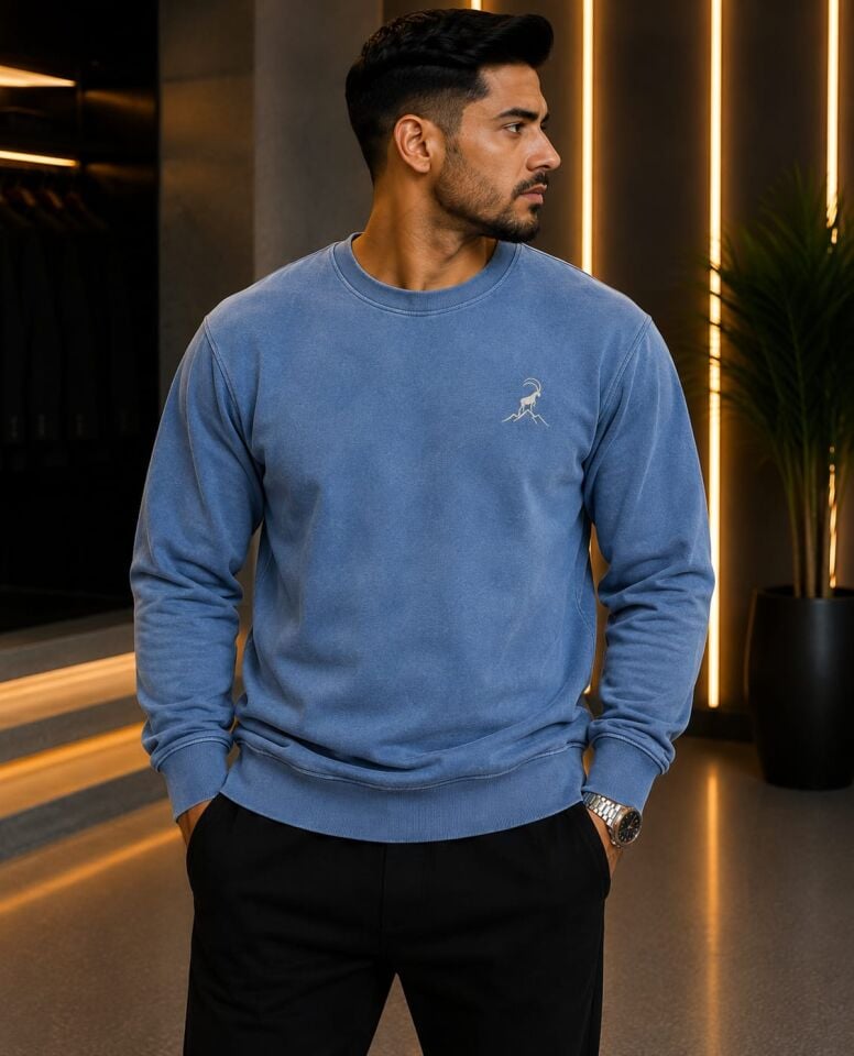 Quero Eskitme Şardonsuz Üç İplik Sweatshirt