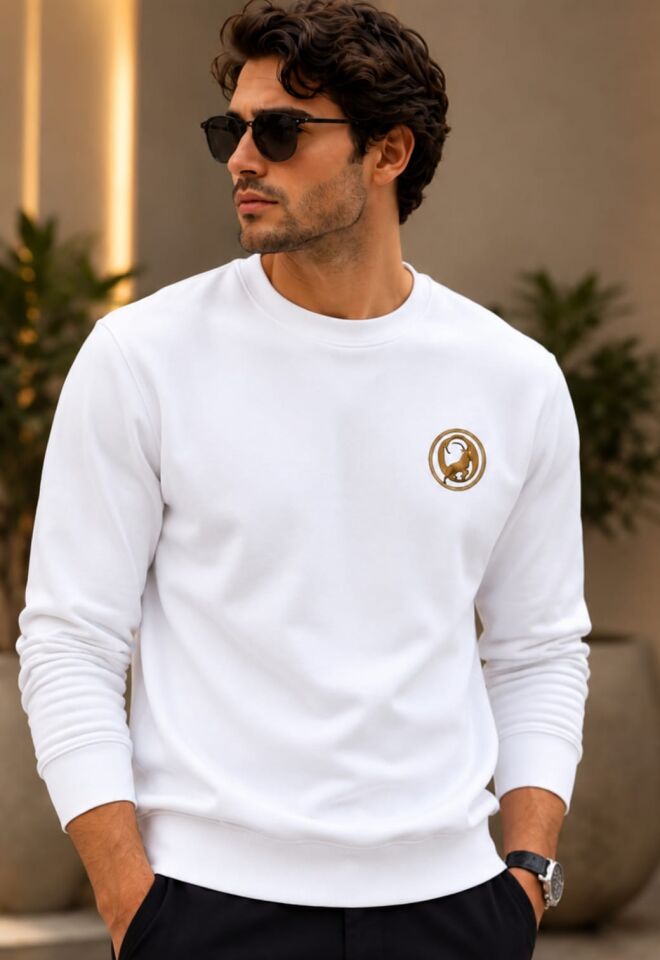QUERO 3 İplik Çift Bükümlü %100 Pamuklu Bisiklet Yaka Sweatshirt