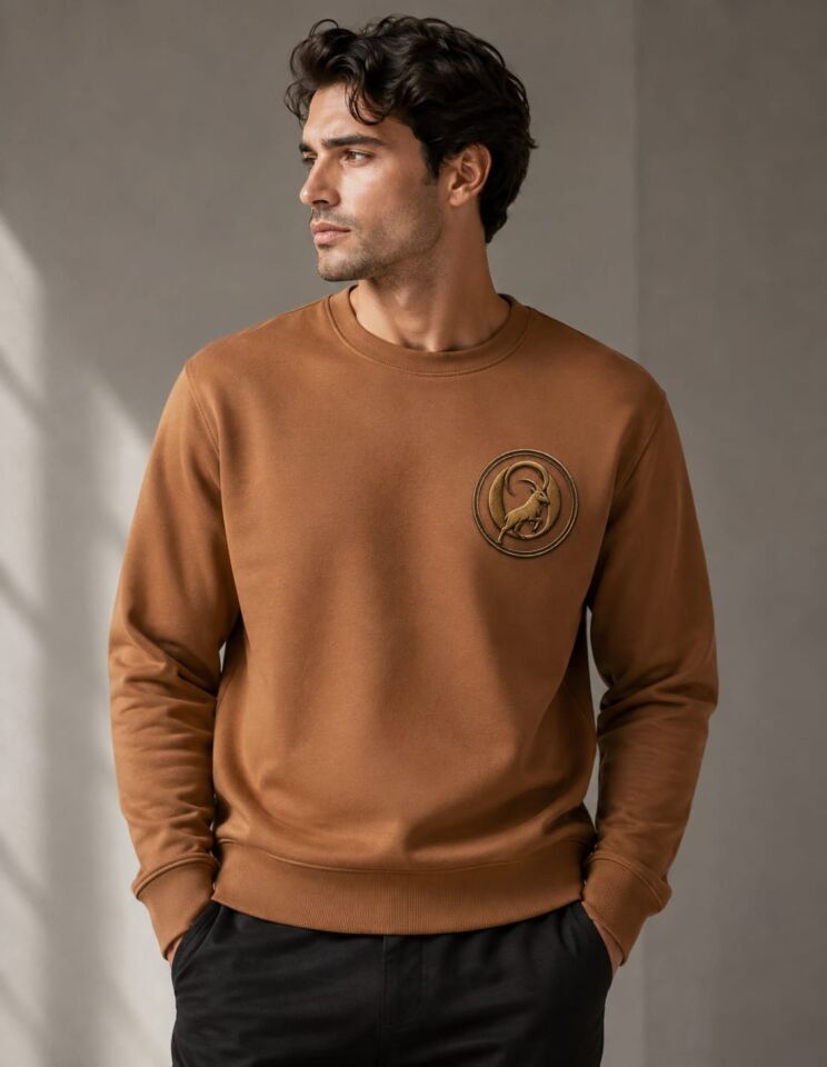 QUERO’nun 3 İplik Çift Bükümlü %100 Pamuklu Bisiklet Yaka Sweatshirt