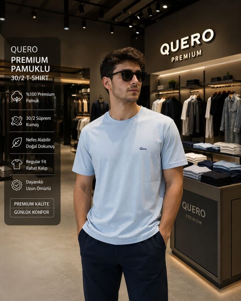 QUERO Bisiklet Yaka 30/2 Premium Pamuklu T-Shirt
